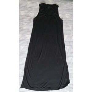 Pact Long Black Ribbed Dress Womens Large L Boho Stretch Organic Cotton 45" Long